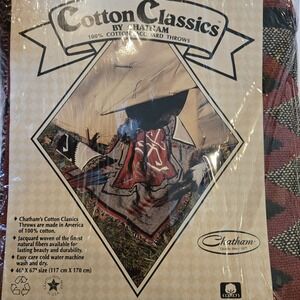 Vtg Chatham Cotton Classic Southwest Navajo Style woven tapestry Throw New NOS